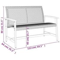Tuinbank 112 cm poly rattan en acaciahout zwart - thumbnail