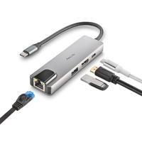 NGS Wonder Dock SUPRA - 4-in-1 aluminium USB-C-multipoortadapter, USB 3.0, USB-C met 100 W PD-opladen, 4K HDMI 30 Hz RJ45, compatibel met Windows 11/10 / 8/8.1/7 / XP/Vista, Mac OS en Linux - thumbnail
