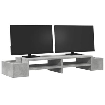 Monitorstandaard met opbergruimte 100x27x15 cm hout betongrijs Monitorstandaard met opbergruimte 100x27x15 cm hout betongrijs