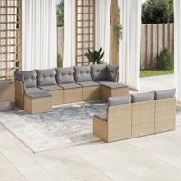 11-delige Tuinset met kussens poly rattan beige - thumbnail