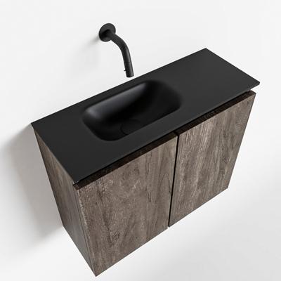 MONDIAZ TURE 60cm toiletmeubel dark brown. EDEN wastafel urban links geen kraangat