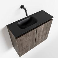 MONDIAZ TURE 60cm toiletmeubel dark brown. EDEN wastafel urban links geen kraangat - thumbnail