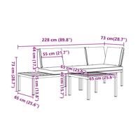 3-delige Loungeset met kussens aluminium zwart - thumbnail