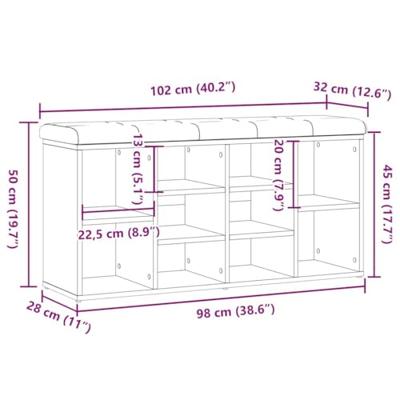 Schoenenbank 102x32x50 cm bewerkt hout oud houtkleurig