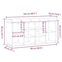Schoenenbank 102x32x50 cm bewerkt hout oud houtkleurig - thumbnail