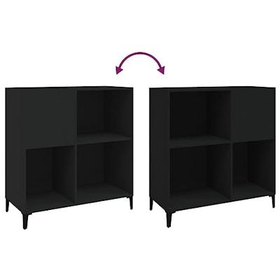 Platenkast 84,5x38x89 cm bewerkt hout zwart - thumbnail