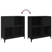 Platenkast 84,5x38x89 cm bewerkt hout zwart - thumbnail