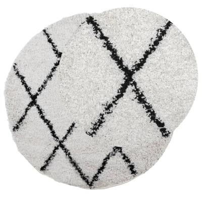 VidaXL Vloerkleed pamplona shaggy hoogpolig ø 160 cm crème en zwart