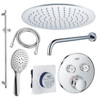 GROHE Grohtherm Regendoucheset inbouw - 2 functies - met Fortifura hoofddouche 30cm - ronde handdouche - wandarm - glijstang 90 cm - chroom sw105953 SW104917  SW696252 SW496814 SW767373 SW76 - thumbnail