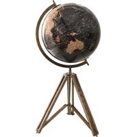 Clayre & Eef Wereldbol 31x31x67 cm Zwart Hout Metaal Globe - thumbnail