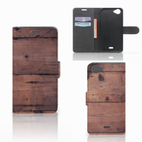 Wiko Rainbow Jam Book Style Case Old Wood - thumbnail