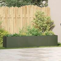 Plantenbak 200x40x40 cm koudgewalst staal olijfgroen - thumbnail