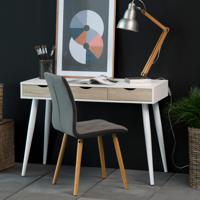 Bureau / sidetable 'Märta' 110 x 50cm met 3 laden , kleur wit / hout - thumbnail