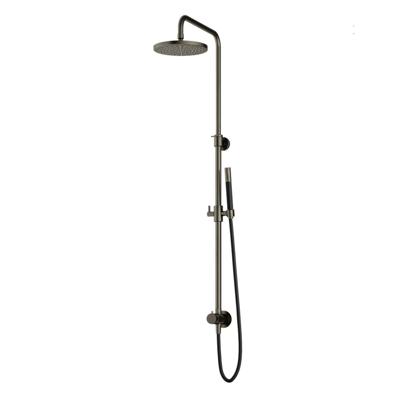 Hotbath Cobber - Stortdoucheset - 200 mm Hoofddouche - 360 mm Hartafstand - Glijstang - Staafmodel Handdouche - Verouderd Ijzer - Mat Glans - Opbouw - 1/2 Inch Aansluiting - V01