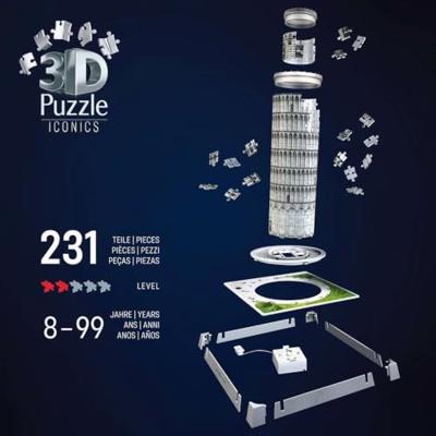 Ravensburger 3d puzzel iconics toren van pisa - met licht - 231st.