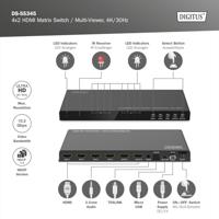 Digitus DS-55345 HDMI-switch 4 + 2 poorten LED-weergave, Met afstandsbediening, Ultra HD-geschikt, Met metalen behuizing, Individueel schakelbaar, Met - thumbnail