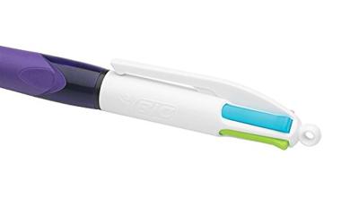 Balpen Bic 4kleuren grip fashion medium paars | 12 stuks