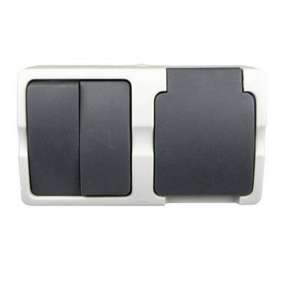 VB Opbouw Dubbele Schakelaar & Stopcontact combinatie Spatwaterdicht