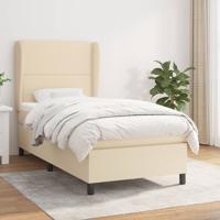 Boxspring met matras stof crèmekleurig 90x200 cm - thumbnail