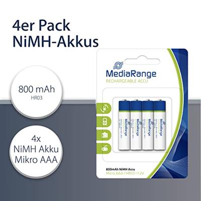 MediaRange ACCU Micro Batterijen (4) 1, 2V MRBAT120 HR03 Oplaadbaar AAA