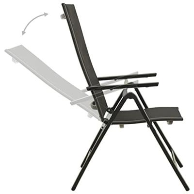 Tuinstoelen 2 st inklapbaar textileen aluminium antracietkleur - thumbnail