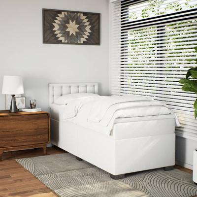 Boxspring met matras kunstleer wit 100x200 cm