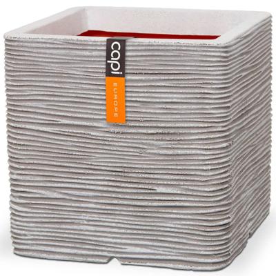 Capi nature rib nl kunststof plantenbak 40x40x40 cm ivoor