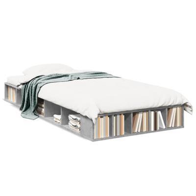 Bedframe bewerkt hout betongrijs 75x190 cm - thumbnail