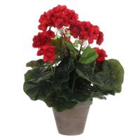 Mica Decorations kunstplant geranium 34cm rood - thumbnail