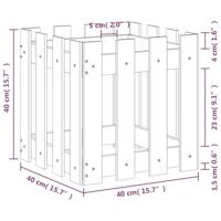 VidaXL Plantenbak met hekontwerp 40x40x40 cm massief grenenhout wit - thumbnail