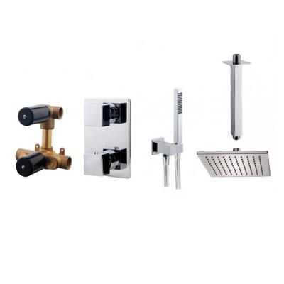 Regendoucheset Inbouw Plafond Jesse 30cm Vierkant Chroom Thermostaatkraan Handdouche
