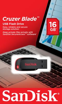 SanDisk Cruzer® Blade™ USB-stick 16 GB Zwart SDCZ50-016G-B35 USB-A 2.0