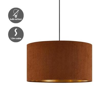 Scandinavische stijl Hanglamp - Corduroy Lampenkap - Cilinder - Brown - ø40 x 126 cm - E27 Fitting - Geschikt voor Woonkamers en slaapkamers - Inclusief 1 meter kabel