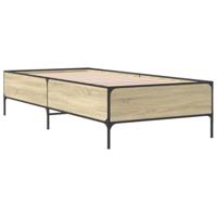Bedframe bewerkt hout en metaal sonoma eikenkleurig 90x200 cm - thumbnail