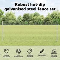 VidaXL Afrasteringspaal 22 pcs zilver 120 cm staal - thumbnail