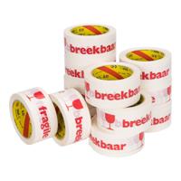 Pvc tape &apos;breekbaar fragile&apos; 33 micron 50 mm x 66 meter | 6 stuks - thumbnail