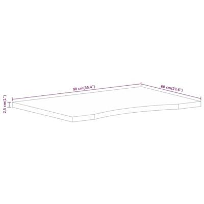 Bureaublad met ronding 90x60x2,5 cm massief ruw mangohout Bureaublad met ronding 90x60x2,5 cm massief ruw mangohout