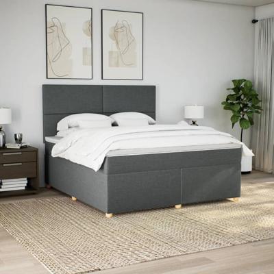 Boxspring met matras stof donkergrijs 180x200 cm