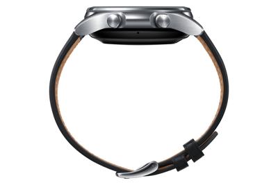 Samsung Galaxy Watch 3 Smartwatch Bluetooth, behuizing 45 mm, staal, lederen band, satuurmeter, valherkenning, sportbewaking, 53,8 g, accu 340 mAh, IP68, Mystic Black [Italiaanse versie]