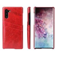 Fierre Shann retro olie Wax textuur PU lederen draagtas met kaartsleuven voor Galaxy Note 10 (rood) - thumbnail