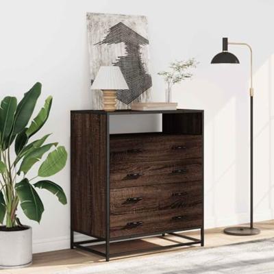 Ladekast 70x41x83,5 cm bewerkt hout bruin eikenkleur