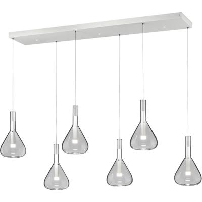 LED Hanglamp - Cinque Cipera - 6 Lichtpunten van 5.6 Watt - Dimbaar - Aanpasbare Lichtkleur - Hoogte Aanpasbaar - Mat Wit - Metaal