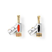Banaanstekker | Male - Female | Metaal | Zilver - thumbnail