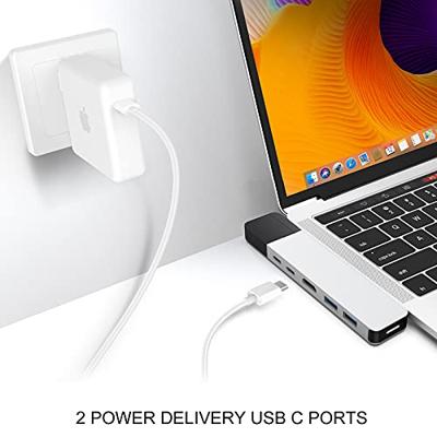 Hyper Drive USB C Hub, Dual Type C Hub Adapter voor MacBook Pro 2020 2019, Multi-Port Thunderbolt USB-C Dongle w Gigabit Ethernet, 40Gb/s C-USB 100W, 5Gb/s Type-C w 60W PD, 4K HDMI