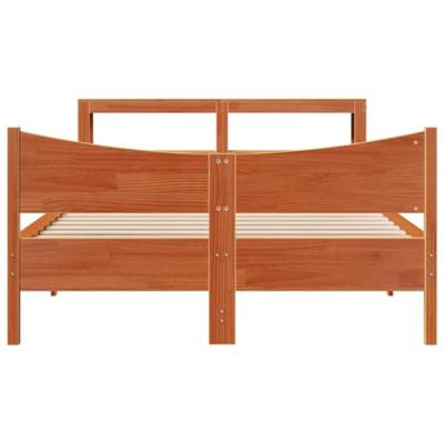 Bedframe met hoofdbord massief grenenhout wasbruin 160x200 cm