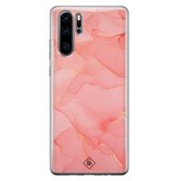 Huawei P30 Pro siliconen hoesje - Marmer roze - thumbnail