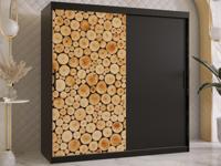 Kledingkast SOSNY 2 schuifdeuren 180 cm mat zwart - thumbnail