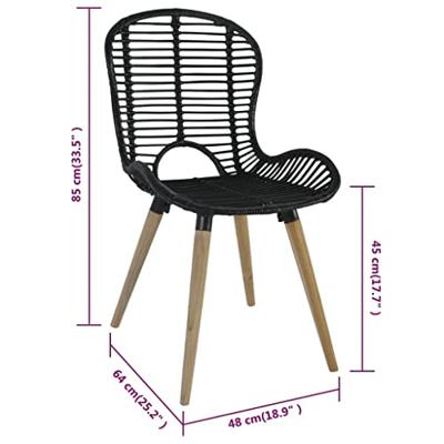 Eetkamerstoelen 2 st natuurlijk rattan zwart