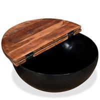 Salontafel komvormig massief gerecycled hout zwart - thumbnail