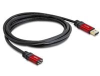 Delock 82752 USB-kabel USB 3.2 Gen1 USB-A stekker, USB-A bus 1.00 m Rood, Zwart Vergulde steekcontacten - thumbnail